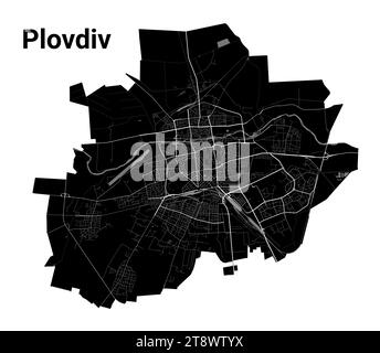 Mappa della città di Black Plovdiv, area amministrativa dettagliata Illustrazione Vettoriale