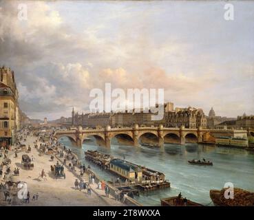 La città e il Pont-Neuf, visti dal Quai du Louvre, Canella, Giuseppe, Pittore, Array, pittura, dimensioni - lavoro: altezza: 104 cm, larghezza: 131 cm, dimensioni - telaio: altezza: 126 cm, larghezza: 152 cm, spessore: 9 cm Foto Stock