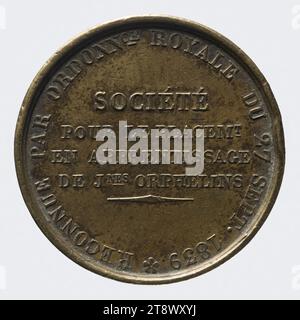 Society for the Apprenticeship placement of Young orphans, 1843, Caplain, F., incisore in medaglie, array, Numismatica, Medaglia, dimensioni - pezzo: diametro: 2,5 cm, peso (tipo dimensione): 7,13 g. Foto Stock