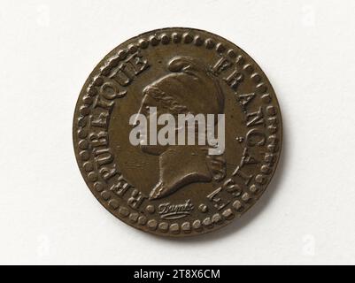 Moneta da un centesimo, anno VII (1799), Dupré, Augustin o Auguste, incisore in medaglie, array, Numismatica, valuta, dimensioni - pezzo: diametro: 1,8 cm, peso (tipo dimensione): 2 g. Foto Stock