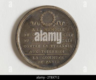 Caduta della monarchia, 10 agosto 1792, Duvivier, Benjamin, incisore a medaglie, Array, Numismatics, Medal, Dimensions - Work: diametro: 4,1 cm, peso (tipo dimensione): 32,03 g. Foto Stock