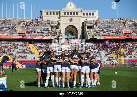 Barcellona, Spagna. 19 novembre 2023. BARCELLONA, SPAGNA - 19 NOVEMBRE: Giocatori del Real Madrid durante la partita di Liga F tra FC Barcelona e Real Madrid all'Estadi Olimpic Lluis Companys il 19 novembre 2023 a Barcellona, Spagna credito: DAX Images/Alamy Live News Foto Stock