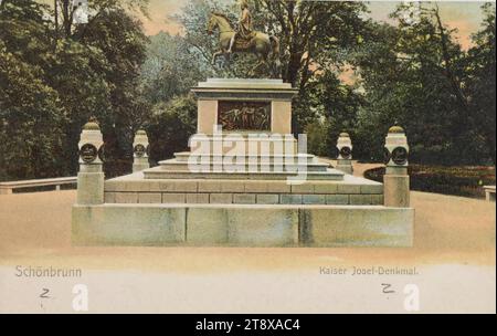 13°, Parco del Palazzo di Schönbrunn - Monumento all'Imperatore Giuseppe, cartolina, Sperlings Postkartenverlag (M. M. S.), produttore, Data prima del 1905, cartone, stampa eliocroma, altezza x larghezza 9 x 14 cm, attrazioni, Asburgo, Parco, 13° Distretto: Hietzing, giardini pubblici, parco, monumento, statua, scultura, Palazzo Schönbrunn, statua equestre, collezione Vienna Foto Stock