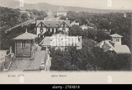 19°, Hohe Warte - Panorama, cartolina fotografica, Sperlings Postkartenverlag (M. S.), produttore, 1905-1909, cartone, collotipo, altezza x larghezza 9 x 14 cm, 19: Döbling, Villa, The Vienna Collection Foto Stock