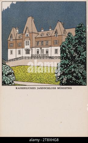 Cartolina di Wiener Werkstätte n. 263: Imperial Hundge Mürzsteg, Josef (József) von Diveky (Divéky) (1887-1951), artista, Wiener Werkstätte, casa editrice, 1909, cartone, litografia a colori, altezza x larghezza 14 x 9 cm, Werkstätte Wiener, belle arti, Vienna intorno al 1900, gli Asburgo, il castello, la collezione di Vienna Foto Stock