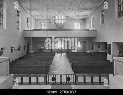 Seipel-Dollfuß-Gedächtniskirche (15°, Vogelweidplatz 7), vista del loft per organo, Martin Gerlach jun. (1879-1944), fotografo, Clemens Holzmeister (1886-1983), architetto, datato intorno al 1934-1936, vetro, negativo, altezza 17, 8 cm, larghezza 23, 8 cm, Architecture, XV distretto: Rudolfsheim-Fünfhaus, sala della chiesa, Seipel-Dollfuß-Gedächtniskirche, interno  rappresentazione di un edificio, la Vienna Collection Foto Stock