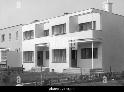 Werkbundsiedlung, casa 35 e 36 (13°, Veitingerg. 107-109), Martin Gerlach jun. (1879-1944), fotografo, Ernst Anton Plischke (1903-1992), architetto, 1932, vetro, negativo, altezza 17,8 cm, larghezza 23,8 cm, architettura, Vienna rossa, mostre, 13° distretto: Hietzing, basso edificio, casa residenziale, la collezione Vienna Foto Stock