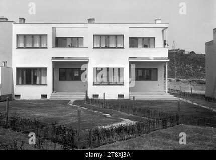 Werkbundsiedlung, casa 35 e 36 (13°, Veitingerg. 107-109), Martin Gerlach jun. (1879-1944), fotografo, Ernst Anton Plischke (1903-1992), architetto, 1932, vetro, negativo, altezza 17,8 cm, larghezza 23,8 cm, architettura, Vienna rossa, mostre, 13° distretto: Hietzing, basso edificio, casa residenziale, la collezione Vienna Foto Stock