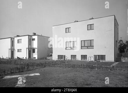 Werkbundsiedlung, casa 69-70 e 59-60 (13°, Jagdschloßg. 68-74), Martin Gerlach jun. (1879-1944), fotografo, otto Breuer (1897-1938), architetto, Helmut Wagner-Freynsheim (1886-1968), architect, 1932, vetro, negativo, altezza 17,8 cm, larghezza 23,8 cm, architettura, Rotes Wien, mostre, 13° distretto: Hietzing, giardino, edificio pianeggiante, casa residenziale, la Vienna Collection Foto Stock