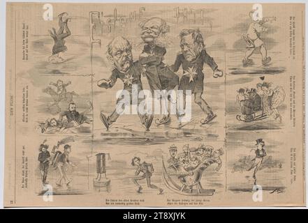 Bismarck, Beust, Andrassy, Kuranda, Ludwig; pattinaggio su ghiaccio 1871 (caricatura da "Der Floh"), Karl Klic (1841-1926), caricaturista, 1871, carta, altezza 28,8 cm, larghezza 42,4 cm, caricatura, satira, politica, media e comunicazione, tenuta di Constantin von Wurzbach, man, settimanale, mensile, rivista, ecc., Friedrich Ferdinand Conte Beust, Ignaz Kuranda, otto von Bismarck, Gyula (Julius) Andrássy, la collezione di Vienna Foto Stock