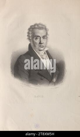 Jacques-Louis David, Francois Seraphin Delpech (1778-1825), litografo, datato prima del 1825, carta, litografia, altezza 48,5 cm, larghezza 31,3 cm, iscrizione, "I. lith. De Delpech', 'Monanteuil', belle arti, tenuta di Constantin von Wurzbach, ritratto, uomo, ritratto, autoritratto del pittore, la collezione Vienna Foto Stock