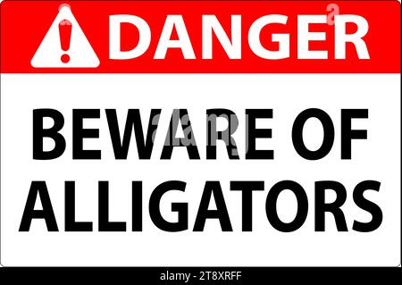 Cartello di pericolo attenzione agli alligatori Illustrazione Vettoriale
