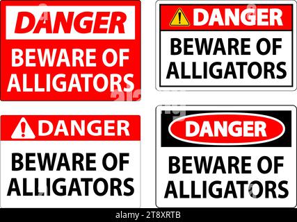 Cartello di pericolo attenzione agli alligatori Illustrazione Vettoriale