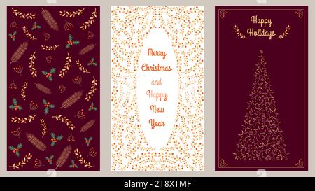 Cartoline aziendali con congratulazioni e auguri. Dima universale. Natale e Capodanno. Illustrazione vettoriale. Illustrazione Vettoriale