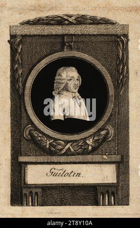 Joseph Ignace Guillotin (1738-1814), medico, Johann Hieronymus Löschenkohl (1753-1807), casa editrice, 1795, carta, lavata, incisione su piastra di rame, dimensioni piastra 15 x 11 cm, dimensione foglio 18, 5 x 12, 5 cm, iscrizione, mi. u.: Guilotin, assistenza sanitaria, Belle Arti, ritratto, uomo, medico, medico, la Vienna Collection Foto Stock