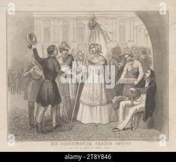 Le donne di spicco di Vienna, il 13, 14 e 18 marzo 1848', Franz Zastiera (1818-1880), incisore in acciaio, 1848, carta, incisione in acciaio, altezza 21 cm, larghezza 23, 6 cm, arti fini, rivoluzioni di 1848, 1849, donna, la Vienna Collection Foto Stock