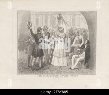 Le donne di spicco di Vienna, il 13, 14 e 18 marzo 1848', Franz Zastiera (1818-1880), incisore in acciaio, 1848, carta, incisione in acciaio, altezza 22,6 cm, larghezza 27,7 cm, Belle Arti, rivoluzioni di 1848, 1849, donna, la Vienna Collection Foto Stock