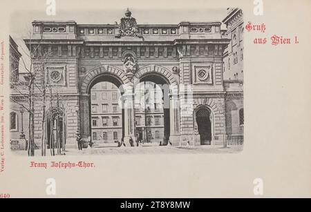 1, Stubenring - Franz-Josephs-Tor, cartolina fotografica, Carl (Karl) Ledermann jun., produttore, data intorno al 1898, cartone, collotipo, militare, 1° distretto: Innere Stadt, porta  città fortezza, caserme, Stubenring, la collezione Vienna Foto Stock