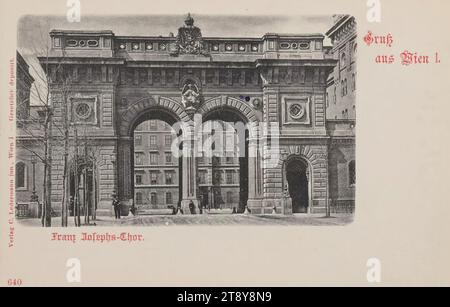 1, Stubenring - Franz-Josephs-Tor, cartolina fotografica, Carl (Karl) Ledermann jun., produttore, data circa 1898, cartone, collotipo, militare, 1: Innere Stadt, porta  città fortezza, caserme, Stubenring, la collezione di Vienna Foto Stock