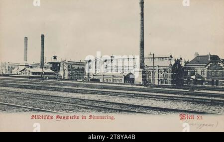 11th, Eyzinggasse 12 - Municipal gasworks in Simmering, Picture Postcard, Carl (Karl) Ledermann jun., Producer, Date Around 1898, Paperboard, Collotype, altezza x larghezza 9 x 14 cm, fornitura, undicesimo distretto: Simmering, gasworks, The Vienna Collection Foto Stock