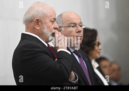 Brasilia, Brasile. 21 novembre 2023. Il presidente del Brasile, Luiz Inacio Lula da Silva, partecipa alla cerimonia di laurea per i nuovi diplomatici dell'Istituto Rio Branco presso il Palazzo Itamaraty di Brasilia, Brasile, il 21 novembre 2023. Foto: Mateus Bonomi/AGIF Credit: AGIF/Alamy Live News Foto Stock