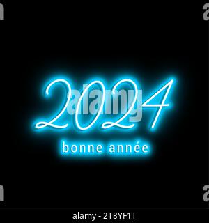 2024 - buon anno neon - auguri neon 2024 background Illustrazione Vettoriale