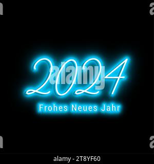 2024 - buon anno neon - auguri neon 2024 background Illustrazione Vettoriale
