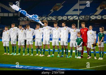 Liverpool martedì 21 novembre 2023. Irlanda del Nord durante la partita del girone F del Campionato europeo UEFA Under 21 tra Inghilterra e Irlanda del Nord a Goodison Park, Liverpool martedì 21 novembre 2023. (Foto: Mike Morese | mi News) crediti: MI News & Sport /Alamy Live News Foto Stock