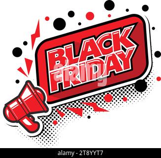 Annunciamo il prossimo grande giorno di novembre per il Black Friday. Modello per il Black Friday per il design di adesivi, banner e poster. Vettore su sfondo trasparente Illustrazione Vettoriale