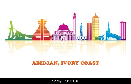 Panorama colorato della città di Abidjan, Costa d'Avorio - illustrazione vettoriale Illustrazione Vettoriale