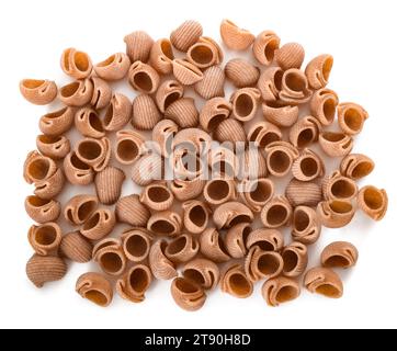 Gruppo di conchiglie, pasta italiana isolata sul bianco Foto Stock