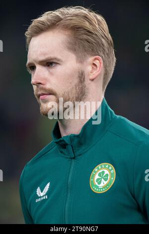 Dublino, Irlanda. 21 novembre 2023. L'Irlanda Caoimhin Kelleher durante l'amichevole internazionale tra la Repubblica d'Irlanda e la nuova Zelanda all'Aviva Stadium di Dublino, Irlanda, il 21 novembre 2023 (foto di Andrew SURMA/ Credit: SIPA USA/Alamy Live News Foto Stock