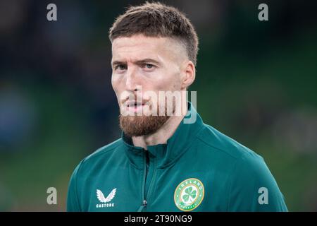 Dublino, Irlanda. 21 novembre 2023. L'irlandese Matt Doherty durante l'amichevole internazionale tra la Repubblica d'Irlanda e la nuova Zelanda all'Aviva Stadium di Dublino, Irlanda, il 21 novembre 2023 (foto di Andrew SURMA/ Credit: SIPA USA/Alamy Live News Foto Stock