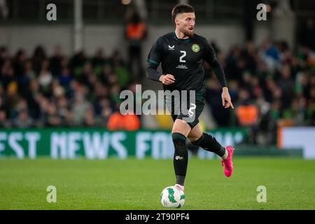 Dublino, Irlanda. 21 novembre 2023. L'irlandese Matt Doherty durante l'amichevole internazionale tra la Repubblica d'Irlanda e la nuova Zelanda all'Aviva Stadium di Dublino, Irlanda, il 21 novembre 2023 (foto di Andrew SURMA/ Credit: SIPA USA/Alamy Live News Foto Stock