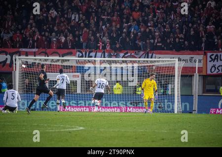 Vienna, Austria 21 novembre 2023 l'Austria segna 2-0 punti nella partita di calcio amichevole tra Austria e Germania allo stadio Ernst Happel di Vienna Foto Stock