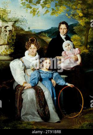 Ritratto della famiglia Gaspard Moeremans, 1831 e 1833, Francesco-Joseph Navez, Belgio, 1787-1869, 88 x 64 1/4 poll. (223,52 x 163,2 cm) (pannello)98 1/8 x 74 3/8" (249,24 x 188,91 cm) (telaio esterno), olio su pannello, Belgio, XIX secolo Foto Stock
