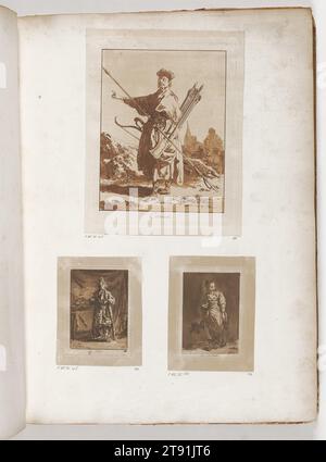 The Page Boy, 1769, Jean-Baptiste le Prince, francese, 1734 - 1781, 1/16 x 15/16 poll. (10,32 x 7,46 cm) (immagine)4 9/16 x 7/16" (11,59 x 8,73 cm) (piastra)5 9/16 x 7/16" (14,13 x 11,27 cm) (foglio), incisione e acquatinta in inchiostro seppia, Francia, XVIII secolo Foto Stock