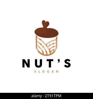 Logo Acron, design Premium, semplice stile retrò vintage, Acorns Vector Oak Nuts, modello illustrativo simbolo icona Illustrazione Vettoriale