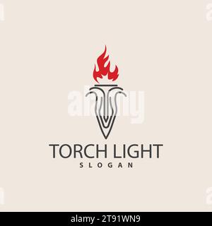 Logo torcia, Olympic Flame Vector, illustrazione di modelli dal design minimalista semplice Illustrazione Vettoriale