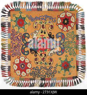 A torba ilgich, fine XIX-inizio XX secolo, 31 x 31 pollici (78,74 x 78,74 cm), seta, lana, cotone; cuciture a catena, Uzbekistan, XIX-XX secolo Foto Stock