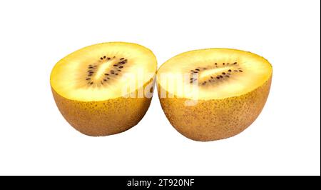 Metà di kiwi su sfondo bianco Foto Stock
