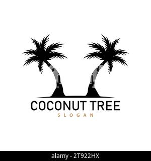 Logo Coconut Tree, Palm Tree Plant Vector, disegno modello silhouette semplice Illustrazione Vettoriale