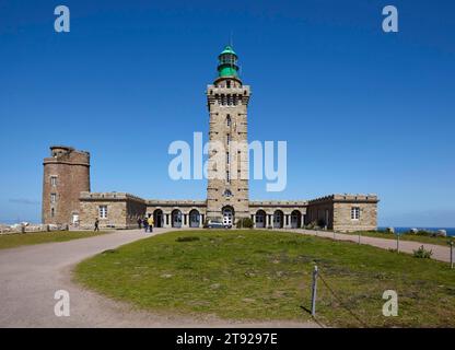 Faro PHARE du Cap Frehel vicino a Plevenon, Cotes-d'Armor, Bretagna, Francia Foto Stock