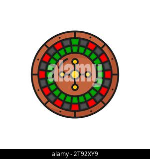Roulette casinò, icona con linea colorata isolata. Tavolo da gioco vettoriale con spin, roulette del casinò online giochi di gioco e macchina di divertimento Illustrazione Vettoriale