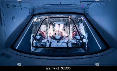 Cape Canaveral, Florida, USA - Vista dall'alto del modulo Apollo Crew Moon Foto Stock
