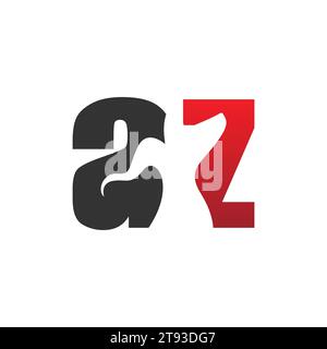 Lettera iniziale A Z con gazzella. Elegante cervo naturale gazzella, logo forte negativespace per animali Illustrazione Vettoriale