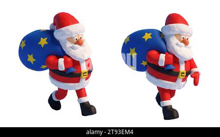 Plasticina Babbo Natale con una borsa cammina Foto Stock