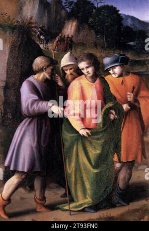 Scene dalla storia di Giuseppe: Giuseppe venduto dai suoi fratelli 1515-16 da BACCHIACCA Foto Stock