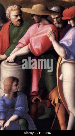 Scene dalla storia di Giuseppe: La ricerca della Coppa (dettaglio) 1515-16 di BACCHIACCA Foto Stock
