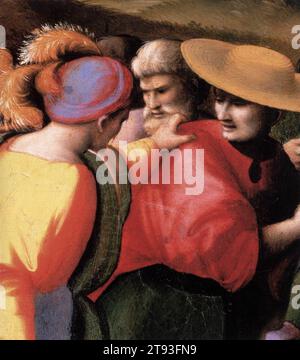 Scene dalla storia di Giuseppe: La scoperta della Coppa rubata (dettaglio) 1515-16 di BACCHIACCA Foto Stock